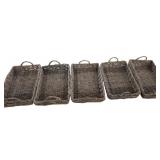 Box Lot- 5 Large Woven Trays/Baskets