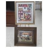 Two Framed Prints & Art Easel