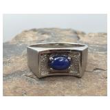 10k GWR White Gold & Blue Star Sapphire Ring 3.68g