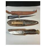 3 Fixed Blade Knives, 1 Normark Filet , 2 Older
