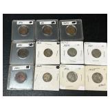 3 Buffalo Nickels , 6 Indian Head Penny Cents +