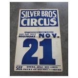 Vtg Silver Bros. Circus One Day Only Advertising