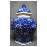 Large Blue & White Ginger Jar, Floral Motif