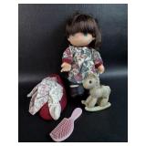 Precious Moments Doll w/ 1986 Rocking Horse