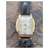 Benrus Watch Co Swiss 15 Jewels Works! Leather