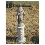 Virgin Mary Concrete Statue on Pedestal