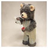 VTG Toy Wind Up Drinking Bear w/ Tail that Goes
