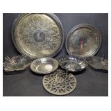 Vintage Ornate Silverplate Serving Trays, Bowls &