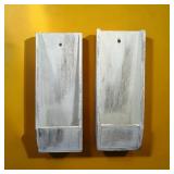 Whitewashed Wood Wall Pockets Boxes