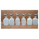 6 Glass Bottles with Bird Stoppers 250ml Size