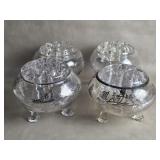 Viking Glass Flowerlite Rose Bowls W/ Flower