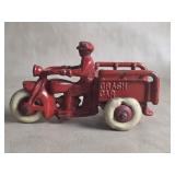 Hubley Style Cast Iron Crash Car Motorcycle Red