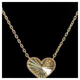 14k Yellow Gold Fluted Heart Necklace From Barsky