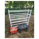 Wooden Shoe Rack Shoe Shine Box & Stool