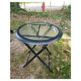 Folding Bistro Table Metal & Glass