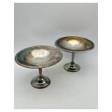 PAIR SILVER PLATE PEDESTAL COMPOTES INTERNATIONAL