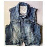 Vintage Denim Fitted Vest Crazy Horse Sleeveless