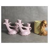Royal Copley Cocker Spaniel Planter & Camark Pink