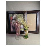 Vintage Green Bohemian Enameled Gold Trim  Vase ,