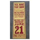 Tex. Rose Tent Show Lone Star Ranchers Circus Ad