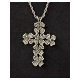 Sterling Silver Hawaiian Plumeria Flower Cross