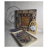 Modern Home Decor , Metal Table Sculpture Faith
