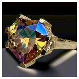 Large Stone Fashion Ring Marked 925 UTC Gold Over