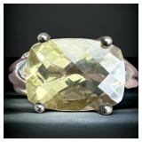 Right Hand Ring w/ Large Pale Green Stone 925