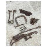 12 FT. LOG CHAIN THAT HAS END HOOKS & 1 REPAIR