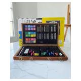 Mixed Media Art Set in Wood Case w/ Paper Pads