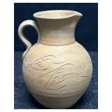 CLAY WATER PITCHER SIGNED TEXAS 2010