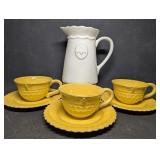 Yellow Honeycomb Teacup & Saucer Sets , Honey Bee