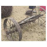 Antique Wagon / Implement Axle w/ Wheels