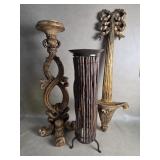 Modern Rustic Decor Trio Bow Wall Sconce Pedestal