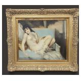 Painting Young Woman on Settee Oil on Canvas