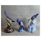 Trio Of Figural Bird Flower Frogs Japan