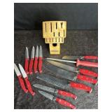FARBERWARE KITCHEN KNIFE SET IN WOOD BLOCK