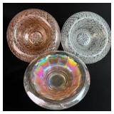 Imperial Glass Bowls, 1 Pink/ 1Clear, Iridescent
