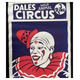Dales Wild Animal 3 Ring Circus Poster w Clown