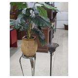 Two Plant Stands w/ Faux Plant