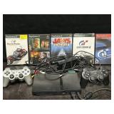 PLAY STATION 2 W/ 2 CONTROLLERS & 5 GAMES