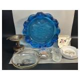 Vintage Ashtrays : Indiana Tiara Glass Blue Lotus