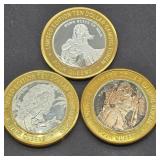 3- FOUR QUEENS GAMING $10 TOKENS