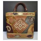 1980ï¿½s Vintage NAS Bag Earth Tones Gold Patchwork