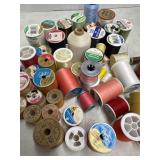 Sewing Thread W/ A Few Wood Spools New & 3/4 Full