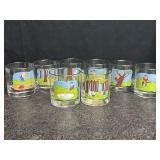 VINTAGE SET OF 8 CARL ASHBY GOLFING CARTOON HIGH