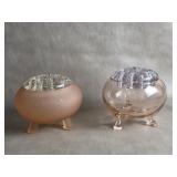 Viking Glass Flowerlite Rose Bowls Pink Satin +