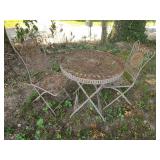 Vtg Folding Metal Bistro Table & 2 Chairs