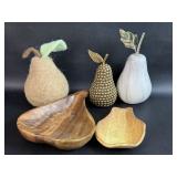 Decorative Pear Items Wool, Brass Style, Marble