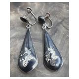 Siam Sterling Niello Double Sided Dangle Earrings